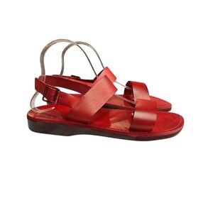 Jerusalem Sandals Golan Leather Slingback Flat Casual Sandals Red Size 11.5 NWB